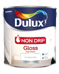 Dulux Non Drip Gloss Paint - Pure Brilliant White - 2.5L 