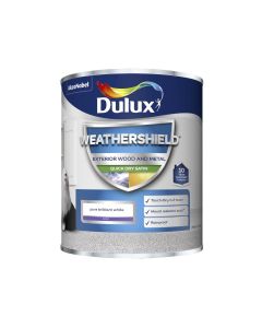 Dulux Weathershield Quick Dry Exterior Satin - Pure Brilliant White - 750ml