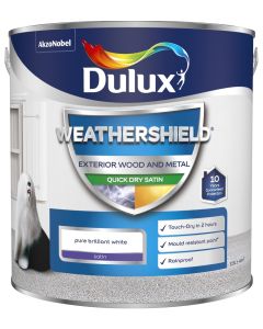 Dulux Weathershield Quick Dry Exterior Satin - Pure Brilliant White - 2.5L