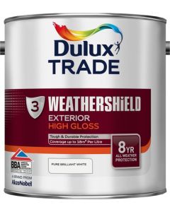 Dulux Trade Weathershield Exterior High Gloss -  Pure Brilliant White - 2.5L