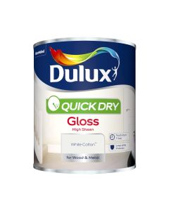 Dulux Quick Dry Gloss Paint - White Cotton - 750ml