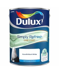 Dulux Simply Refresh One Coat Matt Emulsion Paint - Pure Brilliant White - 5L