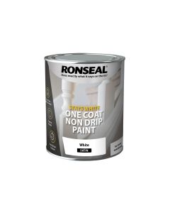 Ronseal Stays White Non Drip One Coat Paint - White (Satin) 750ml