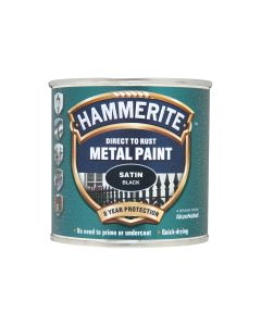 Hammerite Direct To Rust Metal Paint - Satin Black - 250ml