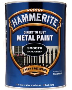 Hammerite Direct To Rust Metal Paint - Smooth Dark Green - 5L