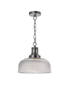 DAR TAC0161 Tack 1lt Glass Ceiling Pendant - Industrial Nickel