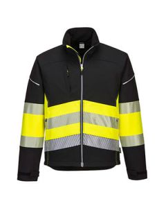 Portwest PW375 PW3 Hi-Vis Class 1 Softshell Jacket - Black/Yellow - M