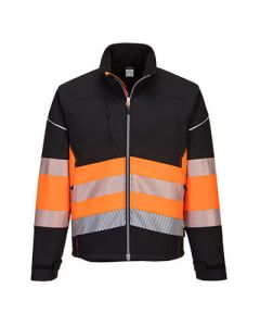 Portwest PW375 PW3 Hi-Vis Class 1 Softshell Jacket - Black/Orange - XXL
