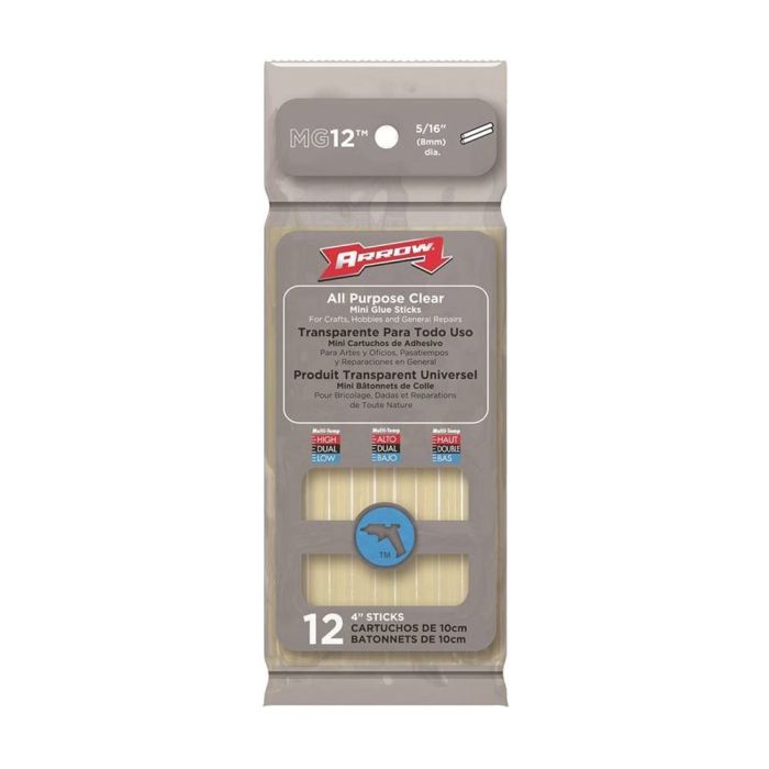 Arrow MG12 4-inch mini glue sticks, 12-pack, clear
