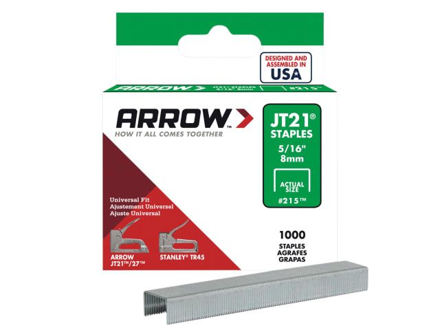 Arrow ARRJT21516S JT21 Staples 8mm 5/16" Box of 1000