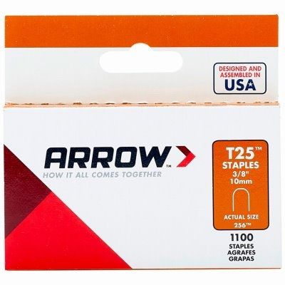 Arrow T25 Round Crown Staples 10mm 3/8 1100 box in steel