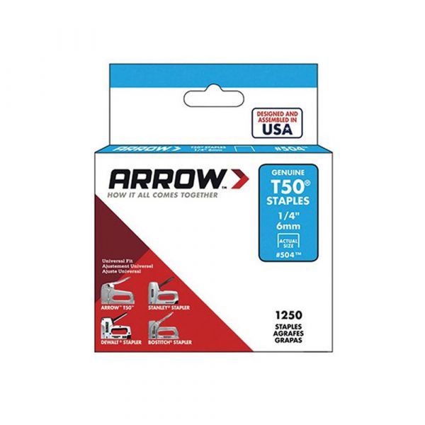 Arrow ARRT5014S T50 Staples 6mm 1/4" Box of 1250