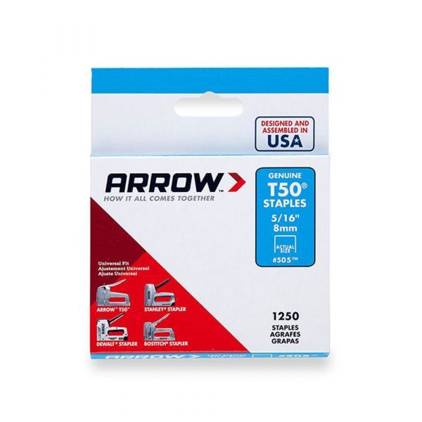 Arrow ARRT50516S T50 Staples 8mm 5/16" box of 1250