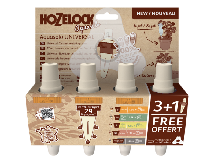 Hozelock Aquasolo Universal Orange 4 Pack plus Stabiliser watering cones