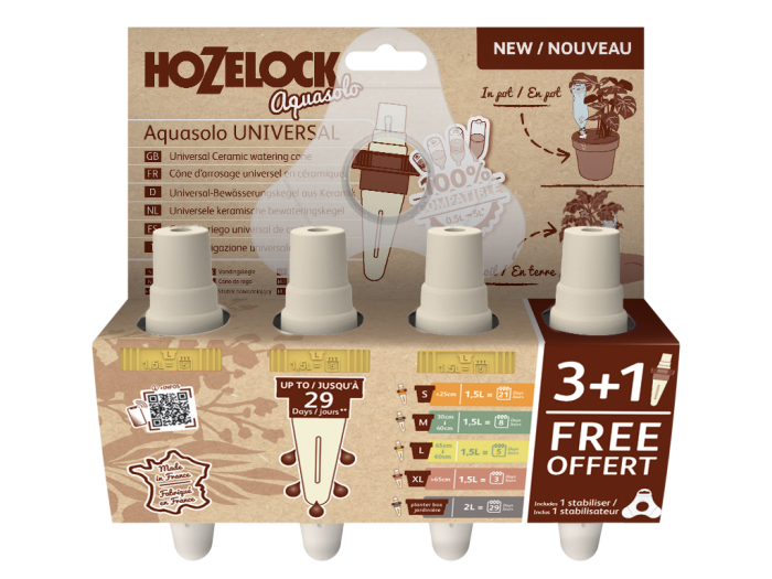 Hozelock Aquasolo Universal Yellow 4 Pack Watering Cones with Stabiliser