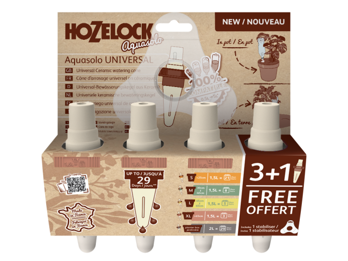 Hozelock Aquasolo Universal 4 Pack Plus Stabiliser Pink watering cone
