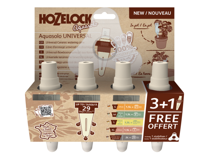 Hozelock 100-101-076 AQUASOLO Universal Grey 4 Pack plus Stabiliser watering system
