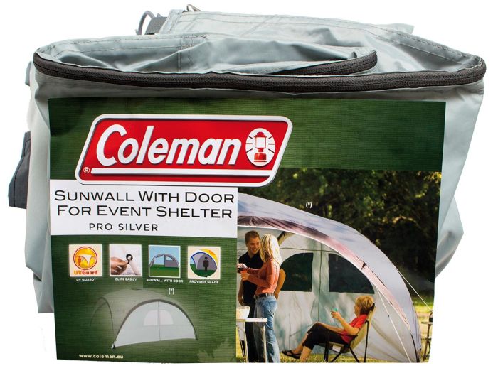 Coleman Event Shelter Pro L Sunwall Door Silver with zipped opening and two PVC windows