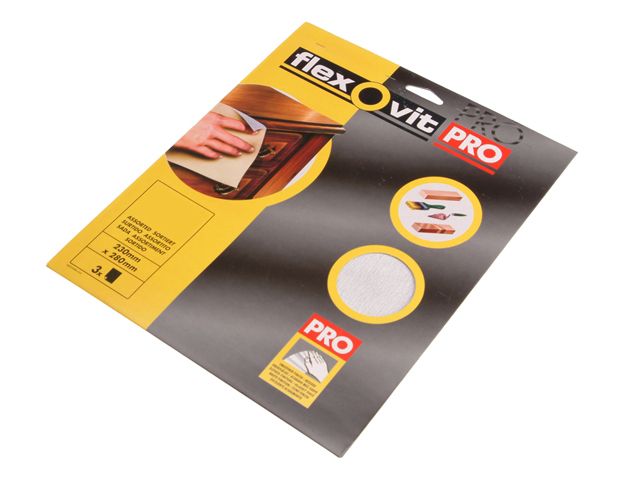 Flexovit Silicon Carbide Finishing Sheets, 230 x 280 mm, Fine 240g, pack of 3