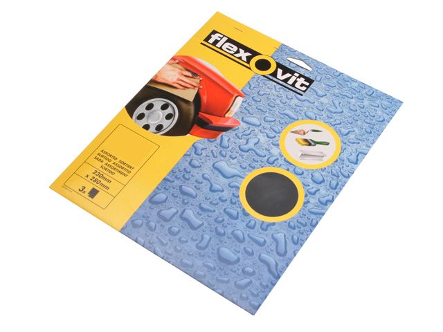 Flexovit Waterproof Sanding Sheets 230 x 280 mm Fine 400 Grit pack of 3