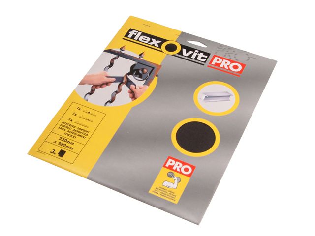 Flexovit Emery Cloth Sanding Sheets, 230 x 280 mm, Medium, Pack of 3