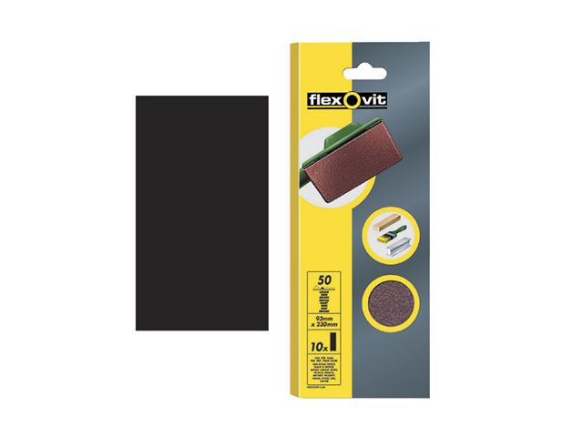 Flexovit 1/2 Sanding Sheets Orbital 115mm x 280mm Medium 80g pack of 10
