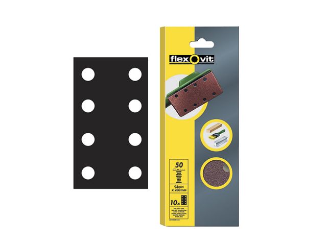 Flexovit 93 x 230 mm Coarse 50g Perforated Sanding Sheets Pack of 10