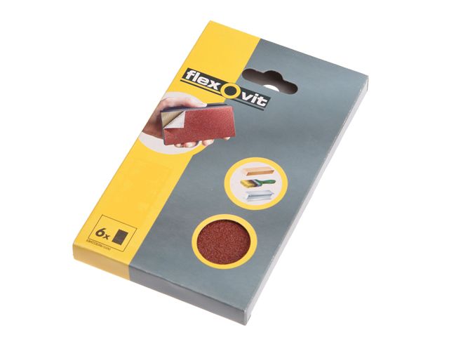 Flexovit Hook and Loop Sanding Block Refill Kit Medium 80g pack of 6