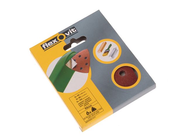 Flexovit Delta Hook & Loop Sanding Sheets 94 mm Coarse 50g pack of 6