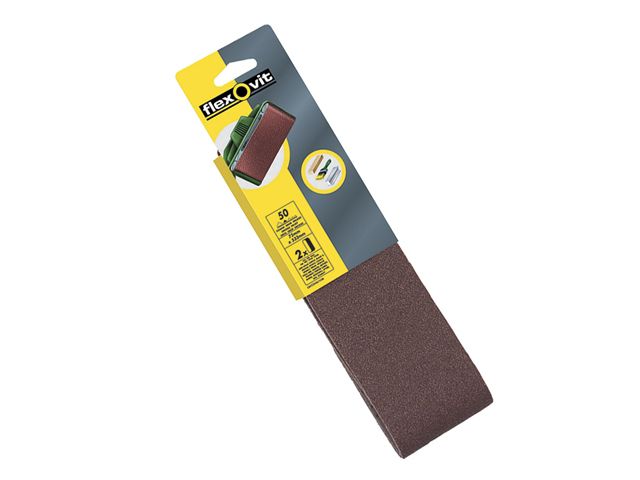 Flexovit Cloth Sanding Belt 533mm x 75mm 50g Medium pack of 2