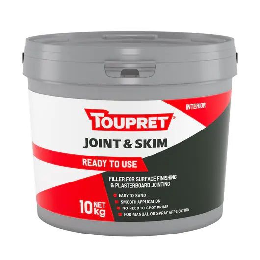 Toupret FGBJP10GB Ready to Use Joint & Skim 10kg white ready to use filler tub