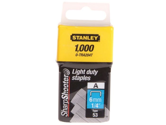 Stanley 0-TRA204T Light Duty Staples 6mm Pack of 1000