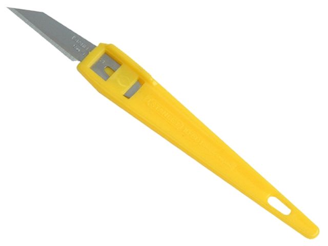 Stanley 0-10-601 throwaway craft knife with tapered plastic body, card of three