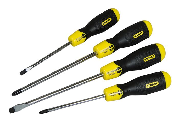 Stanley 0-65-013 4-piece Cushion Grip screwdriver set with chrome plated bars