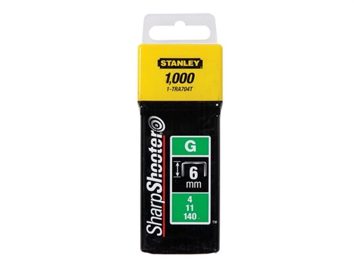 Stanley 1-TRA704T SharpShooter Type G Heavy Duty Staples 6mm Pack of 1000