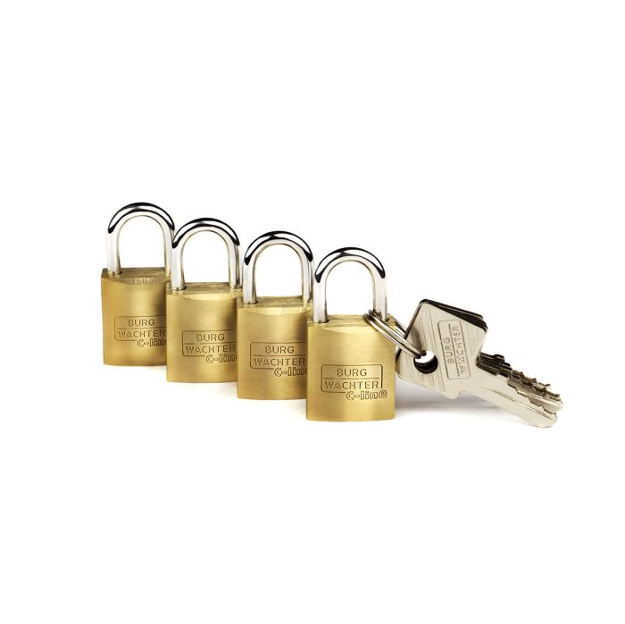 Burg Wachter Quadra 222 15 Sb Brass Padlock 15mm pack of four in brass