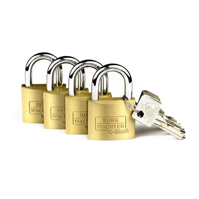 Burg Wachter Quadra 222 40 Sb Brass Padlock - 40mm - Pack of 4