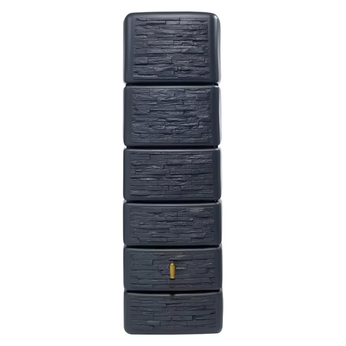 Graf Dark Grey Slim Stone Wall Tank 330L water butt with dark grey stone effect finish