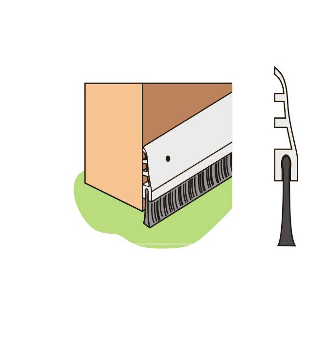 Warmseal G13101 92cm brush threshold strip in polished aluminium