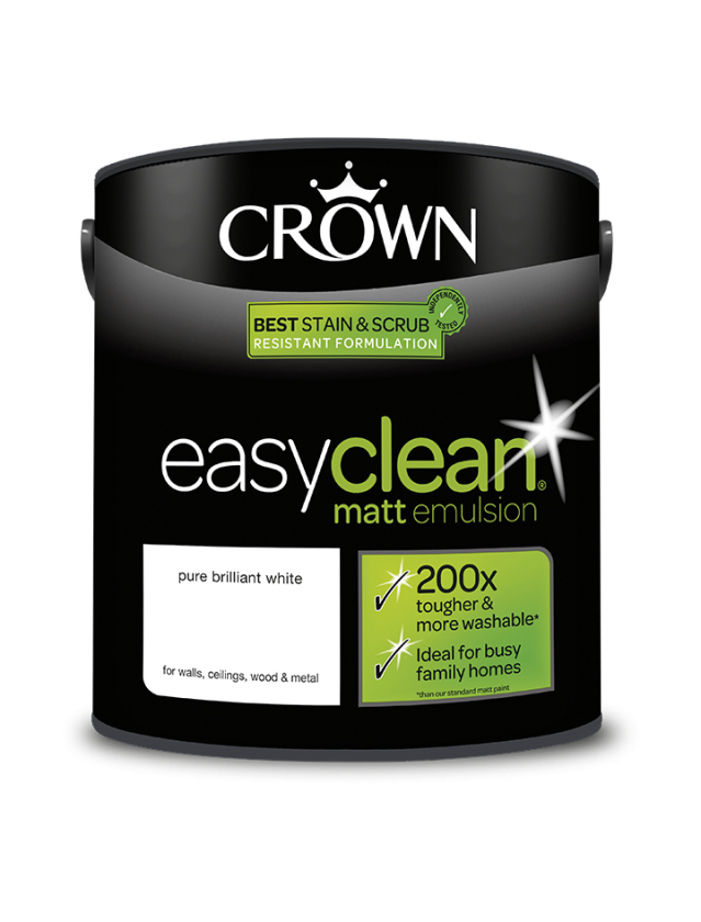 Crown Easyclean Pure Brilliant White Matt Emulsion Paint 2.5L