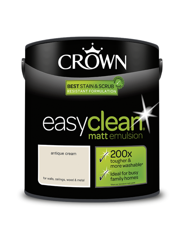 Crown Easyclean Antique Cream Matt Emulsion Paint 2.5L tin