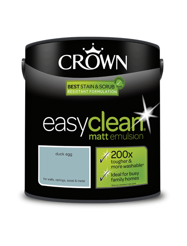 Crown Easyclean 2.5L matt emulsion paint in duck egg