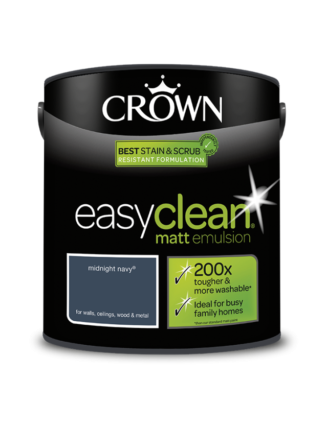 Crown Easyclean Midnight Navy Matt Emulsion Paint 2.5L