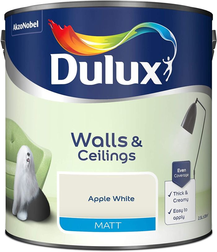 Dulux Apple White Matt Emulsion Paint 2.5L tin