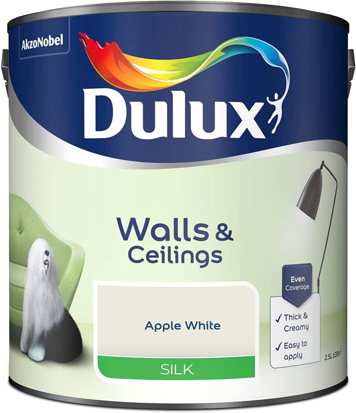 Dulux Silk Emulsion Paint Apple White 2.5L tin