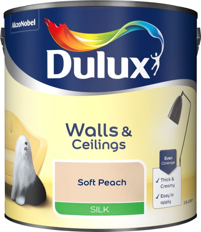Dulux Silk Emulsion Paint Soft Peach 2.5L tin