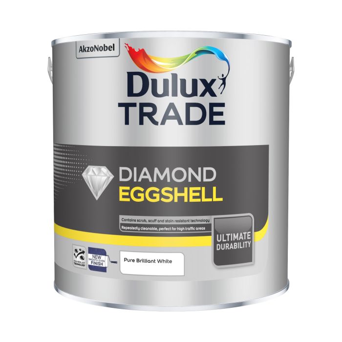 Dulux Trade Diamond Eggshell 2.5L interior paint in Pure Brilliant White