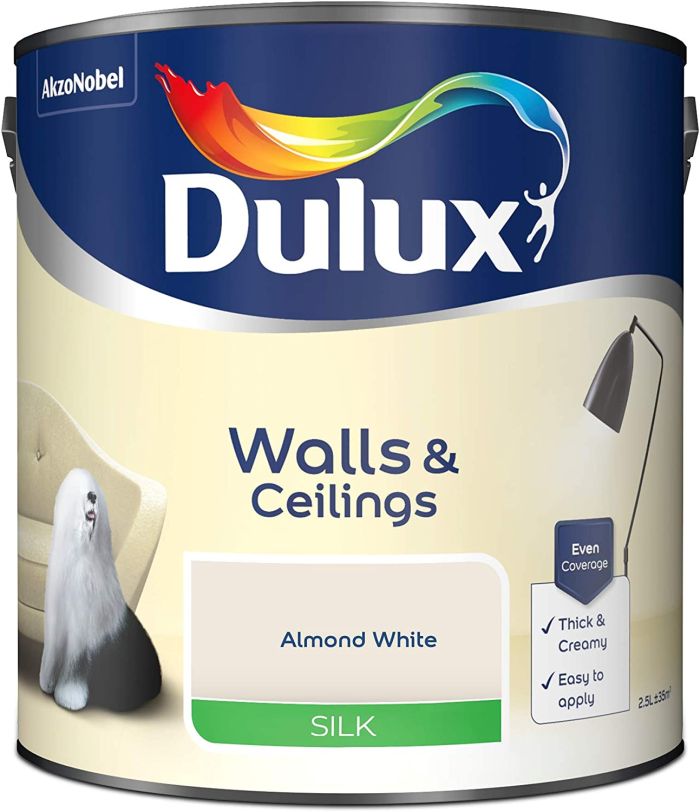 Dulux Almond White Silk Emulsion Paint - 2.5L tin