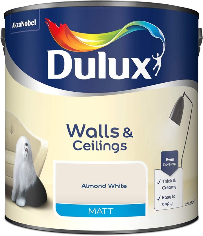 Dulux Matt Emulsion Paint, Almond White, 2.5L