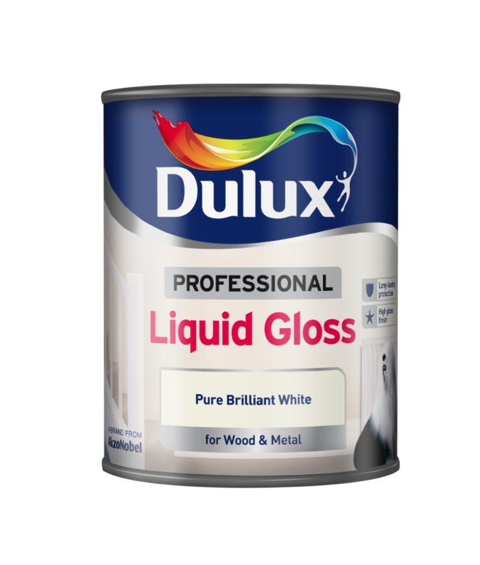 Dulux Professional Gloss Metal & Wood Paint, Pure Brilliant White, 750ml tin with a gloss finish